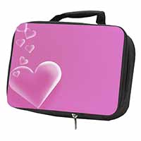 Pink Hearts Love Gift Black Insulated School Lunch Box/Picnic Bag
