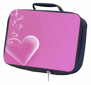 Pink Hearts Love Gift Navy Insulated School Lunch Box/Picnic Bag