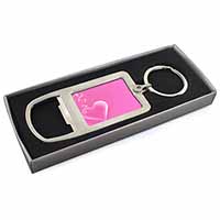 Pink Hearts Love Gift Chrome Metal Bottle Opener Keyring in Box
