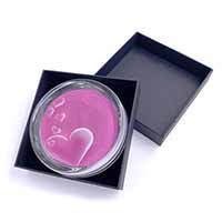 Pink Hearts Love Gift Glass Paperweight in Gift Box