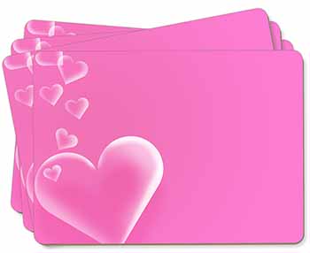Pink Hearts Love Gift Picture Placemats in Gift Box