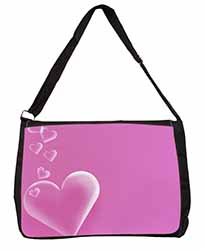 Pink Hearts Love Gift Large Black Laptop Shoulder Bag School/College