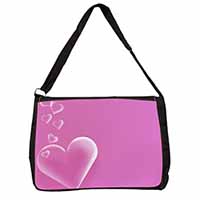 Pink Hearts Love Gift Large Black Laptop Shoulder Bag School/College