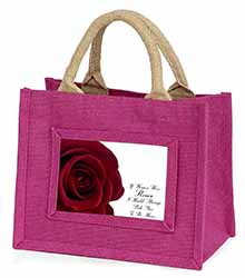 Rose-Wife, Girlfriend Love Sentiment Little Girls Small Pink Jute Shopping Bag
