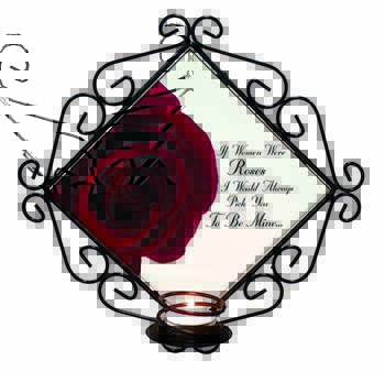 Rose-Wife, Girlfriend Love Sentiment Wrought Iron Wall Art Candle Holder
