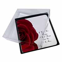 4x Rose-Wife, Girlfriend Love Sentiment Picture Table Coasters Set in Gift Box
