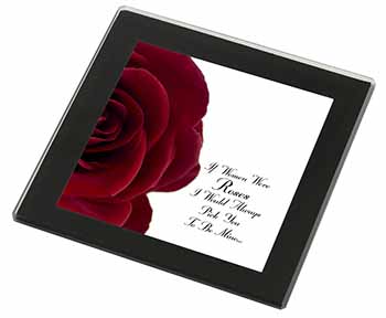 Rose-Wife, Girlfriend Love Sentiment Black Rim High Quality Glass Coaster