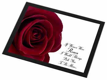 Rose-Wife, Girlfriend Love Sentiment Black Rim High Quality Glass Placemat