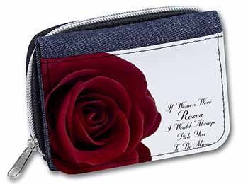 Rose-Wife, Girlfriend Love Sentiment Unisex Denim Purse Wallet