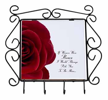 Rose-Wife, Girlfriend Love Sentiment Wrought Iron Key Holder Hooks