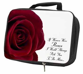 Rose-Wife, Girlfriend Love Sentiment Black Insulated School Lunch Box/Picnic Bag