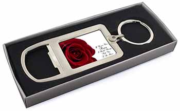 Rose-Wife, Girlfriend Love Sentiment Chrome Metal Bottle Opener Keyring in Box