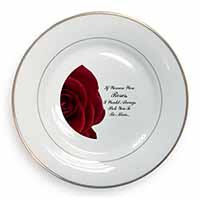 Rose-Wife, Girlfriend Love Sentiment Gold Rim Plate Printed Full Colour in Gift 
