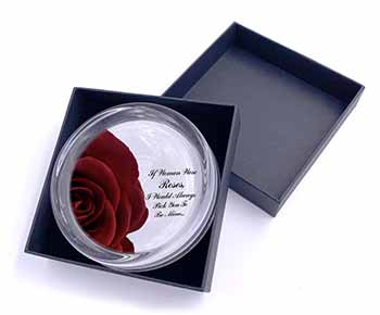 Rose-Wife, Girlfriend Love Sentiment Glass Paperweight in Gift Box