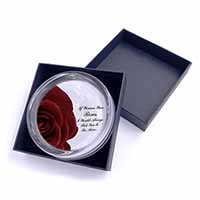 Rose-Wife, Girlfriend Love Sentiment Glass Paperweight in Gift Box