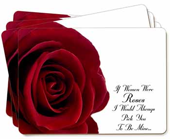 Rose-Wife, Girlfriend Love Sentiment Picture Placemats in Gift Box