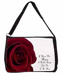 Rose-Wife, Girlfriend Love Sentiment Large Black Laptop Shoulder Bag School/Coll