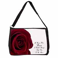 Rose-Wife, Girlfriend Love Sentiment Large Black Laptop Shoulder Bag School/Coll