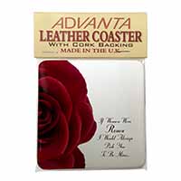Rose-Wife, Girlfriend Love Sentiment Single Leather Photo Coaster