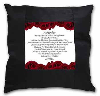 Mothers Day Poem Sentiment Black Satin Feel Scatter Cushion