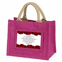 Mothers Day Poem Sentiment Little Girls Small Pink Jute Shopping Bag
