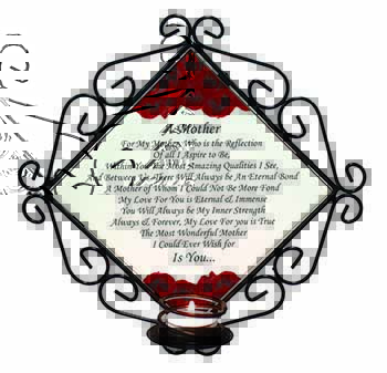 Mothers Day Poem Sentiment Wrought Iron Wall Art Candle Holder