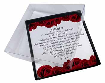4x Mothers Day Poem Sentiment Picture Table Coasters Set in Gift Box