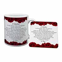 Mothers Day Poem Sentiment Mug and Coaster Set