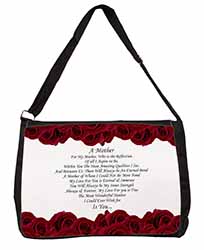 Mothers Day Poem Sentiment Large Black Laptop Shoulder Bag School/College