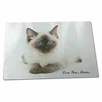 Large Glass Cutting Chopping Board Ragdoll Cat 