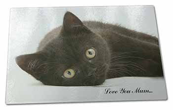 Large Glass Cutting Chopping Board Black Cat 