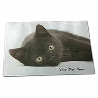 Large Glass Cutting Chopping Board Black Cat 