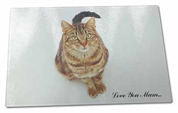 Large Glass Cutting Chopping Board Tabby Cat 