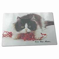 Large Glass Cutting Chopping Board Kitten 