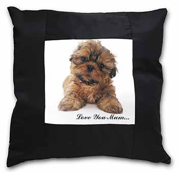 Shih-Tzu Dog Black Satin Feel Scatter Cushion