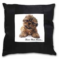 Shih-Tzu Dog Black Satin Feel Scatter Cushion