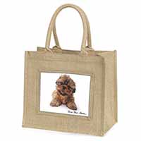 Shih-Tzu Dog Natural/Beige Jute Large Shopping Bag