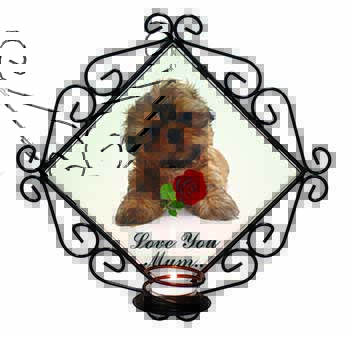Shih-Tzu Dog Wrought Iron Wall Art Candle Holder