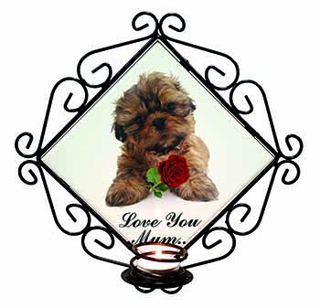 Shih-Tzu Dog Wrought Iron Wall Art Candle Holder