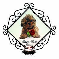 Shih-Tzu Dog Wrought Iron Wall Art Candle Holder