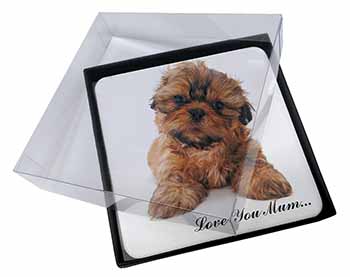 4x Shih-Tzu Dog Picture Table Coasters Set in Gift Box