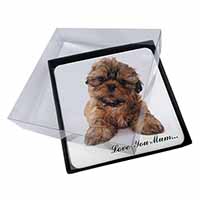 4x Shih-Tzu Dog Picture Table Coasters Set in Gift Box