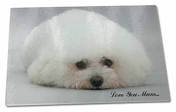 Large Glass Cutting Chopping Board Bichon Frise Dog 