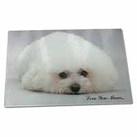 Large Glass Cutting Chopping Board Bichon Frise Dog 