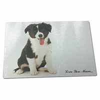 Large Glass Cutting Chopping Board Border Collie 