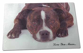 Large Glass Cutting Chopping Board Staff Bull Terrier 