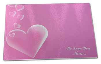 Large Glass Cutting Chopping Board Pink Hearts 