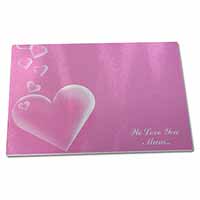 Large Glass Cutting Chopping Board Pink Hearts 