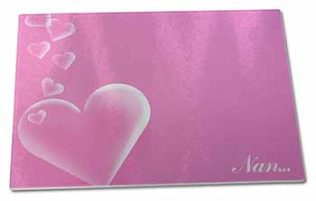 Large Glass Cutting Chopping Board Pink Hearts Sentiment for 