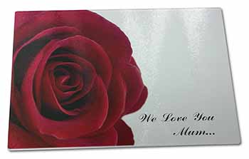 Large Glass Cutting Chopping Board Red Rose 